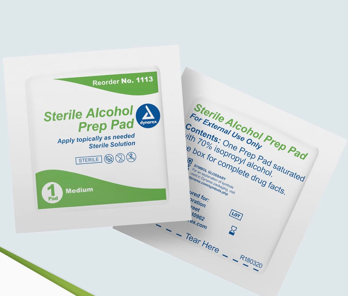 Dynarex Alcohol Prep Pads - 200/box - Medium