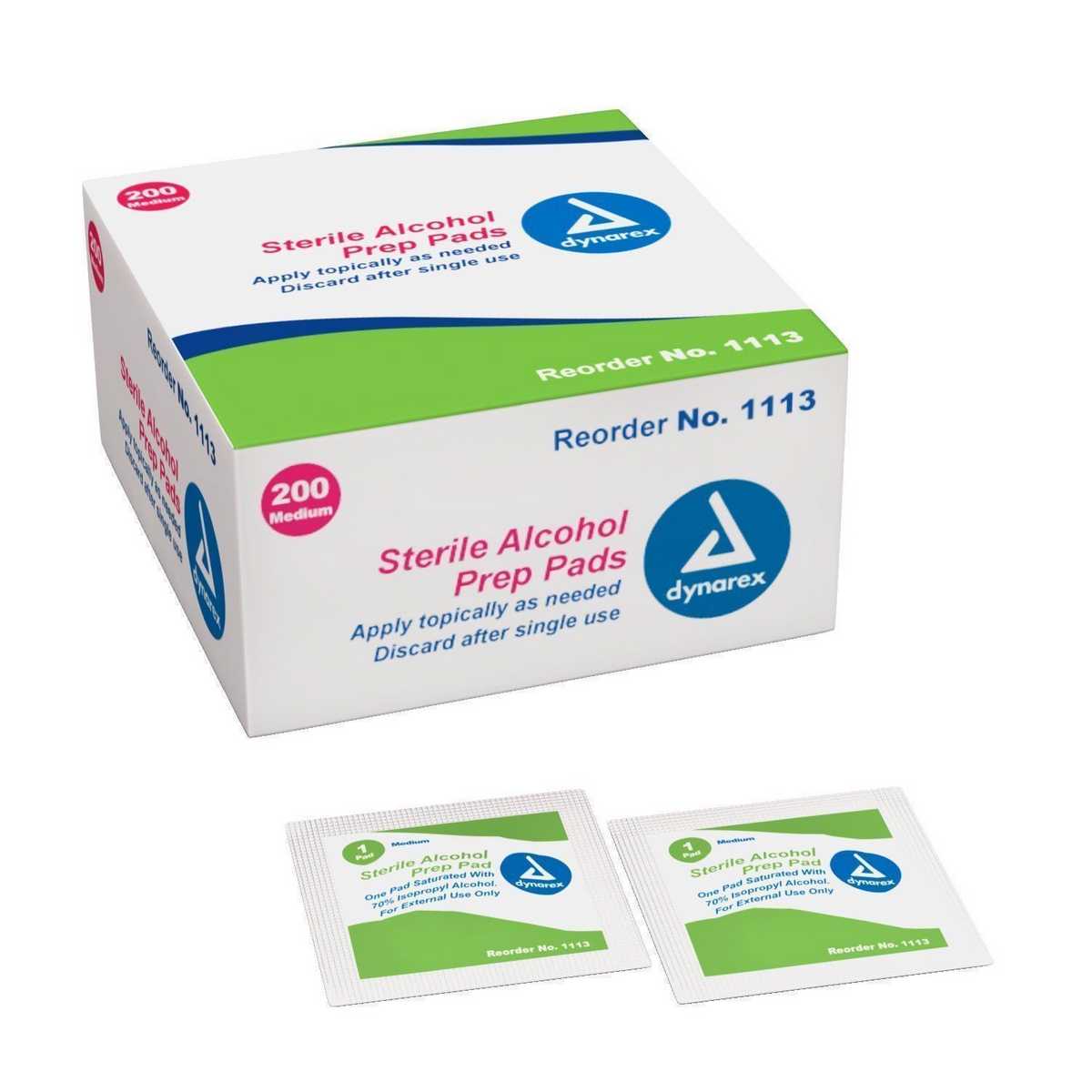 Dynarex Alcohol Prep Pads - 200/box - Medium